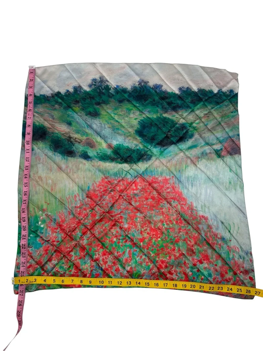 Museum Of Fine Arts Boston 100% Silk Scarf Poppy Field Hollow 27X27
